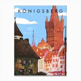 Konigsberg, Prussia, Germany — Retro travel minimalist art poster 3 Canvas Print