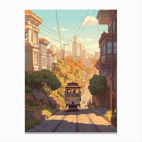 Springtime San Francisco Studio Ghibli Style 3 Canvas Print