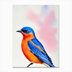 Eastern Bluebird Watercolour Bird Canvas Print