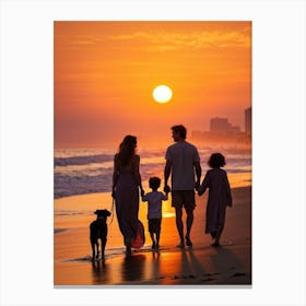 A Jubilant Family Of Four A Pair Of Young And Old Alongside A Couple Of Dogs Who Belong To Them S (4) Canvas Print