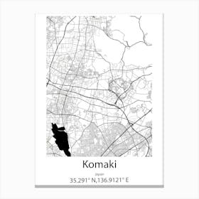 Komaki,Japan Minimalist Map Canvas Print