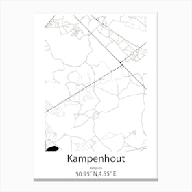 Kampenhout,Belgium Minimalist Map Canvas Print