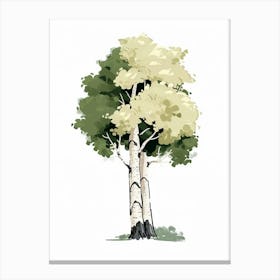 Birch Tree Pixel Illustration 1 Canvas Print