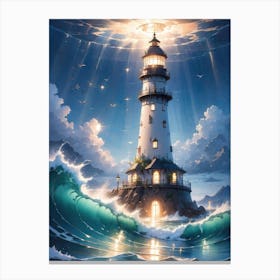 A Lighthouse In The Middle Of The Ocean 28 Canvas Print