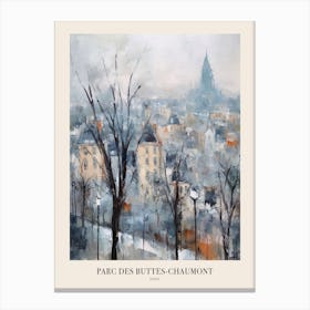 Winter City Park Poster Parc Des Buttes Chaumont Paris France 2 Canvas Print