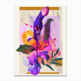 Aconitum 2 Neon Flower Collage Canvas Print