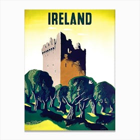 Ireland, Castle In The Forest, Vintage Travel Poster Canvas Print