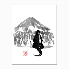 Godzilla And Geisha Canvas Print