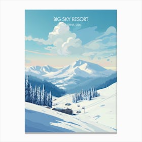 Poster Of Big Sky Resort   Montana, Usa   Colorado, Usa, Ski Resort Illustration 1 Canvas Print