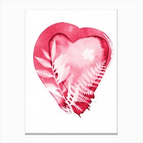 Red Heart With Ferns Canvas Print