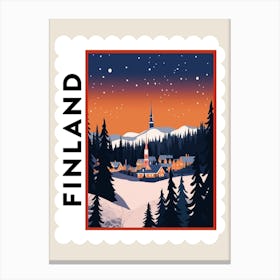 Retro Winter Stamp Poster Rovaniemi Finland 1 Canvas Print