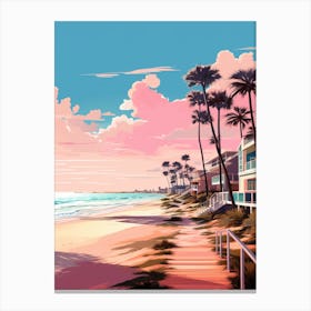 An Illustration In Pink Tones Of  Gulfport Beach Mississippi 3 Canvas Print