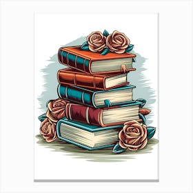 Books And Roses Canvas Print