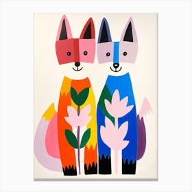 Colourful Kids Animal Art Arctic Fox 2 Canvas Print