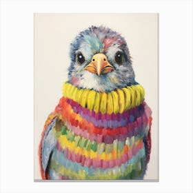 Baby Animal Wearing Sweater Bird Canvas Print