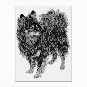 Finnish Lapphund Dog Line Sketch Canvas Print