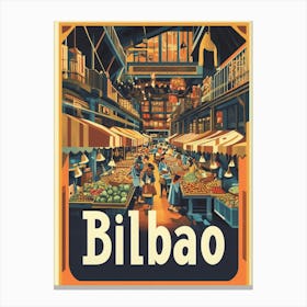 Aihrgdesign A 1970s Inspired Travel Poster For Bilbao 3 Canvas Print