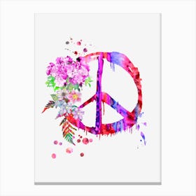 Peace Sign Watercolor Canvas Print