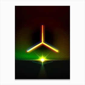 Neon Geometric Glyph in Watermelon Green and Red on Black n.0369 Canvas Print