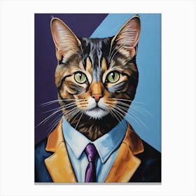 Cat In Suit Canvas Print