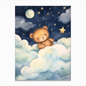 Baby Bear Cub 2 Sleeping In The Clouds Canvas Print