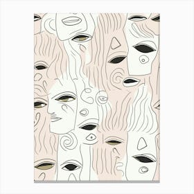 Modern Abstract Face Line Illustration 1 Canvas Print