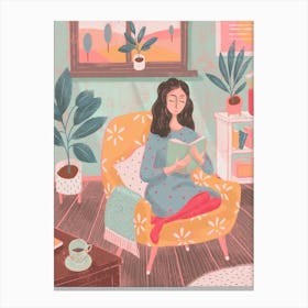 Woman Reading At Home Canvas Print