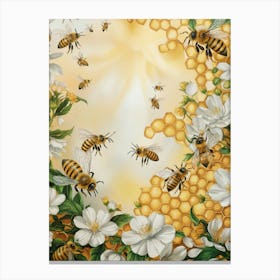 Bees And Flowers Canvas Print