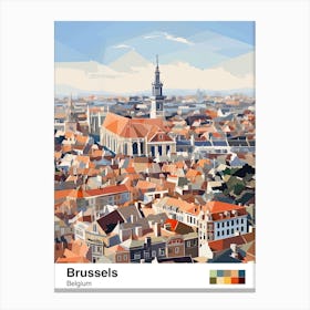 Brussels, Belgium, Geometric Illustration 1 Poster Canvas Print