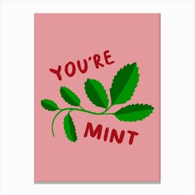 You're Mint Pink Canvas Print
