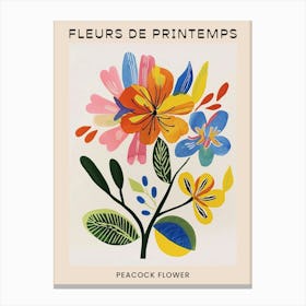 Spring Floral French Poster  Peacock Flower 4 Canvas Print