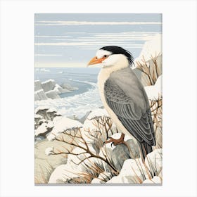 Winter Bird Painting Crested Caracara 2 Canvas Print