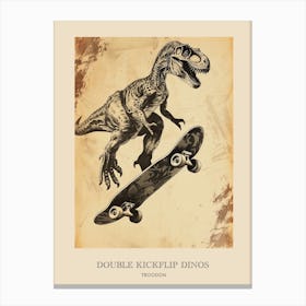 Troodon Vintage Dinosaur Poster 1 Canvas Print