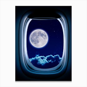 Airplane window with Moon, porthole #5 Canvas Print