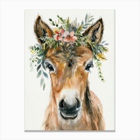 Donkey With Floral Crown Canvas Print