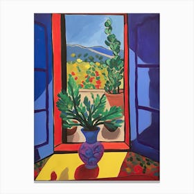 Open Window With Cat Matisse Style Tuscany Italy 5 Canvas Print