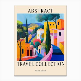 Abstract Travel Collection Poster Athens Greece 4 Canvas Print