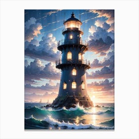 A Lighthouse In The Middle Of The Ocean 7 Canvas Print