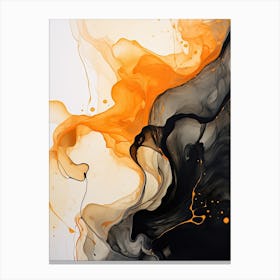 Black And Orange Flow Asbtract Painting 2 Canvas Print