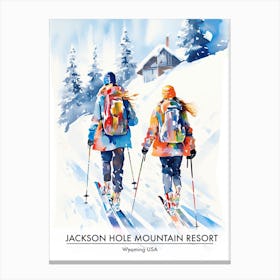 Jackson Hole Mountain Resort   Wyoming Usa, Ski Resort Poster Illustration 1 Canvas Print