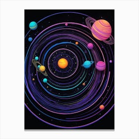 Default Neon Black Light Sgraffito Solar System 3d Illustratio 0 (5) Canvas Print