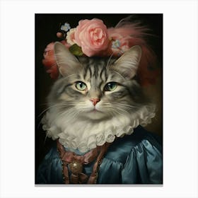 Cat In Medieval Clothing Rococo Inspired Painting 7 Canvas Print