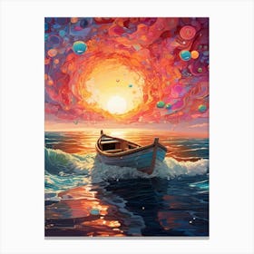 Boat At Sunset Canvas Print