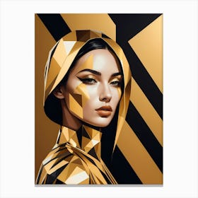 Geometric Woman Portrait Luxury Gold (10) Canvas Print