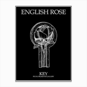 English Rose Key Line Drawing 2 Poster Inverted Canvas Print