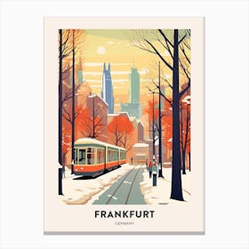 Vintage Winter Travel Poster Frankfurt Germany 2 Canvas Print