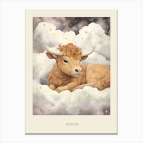 Sleeping Baby Bison 1 Nursery Poster Canvas Print