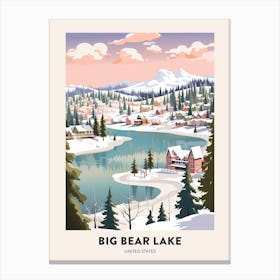 Vintage Winter Travel Poster Big Bear Lake California 2 Canvas Print