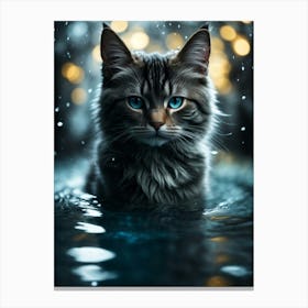 Cat In Water Canvas Print