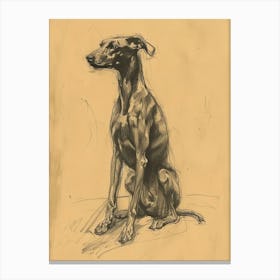 Sepia Plott Hound Dog Charcoal Line 3 Canvas Print